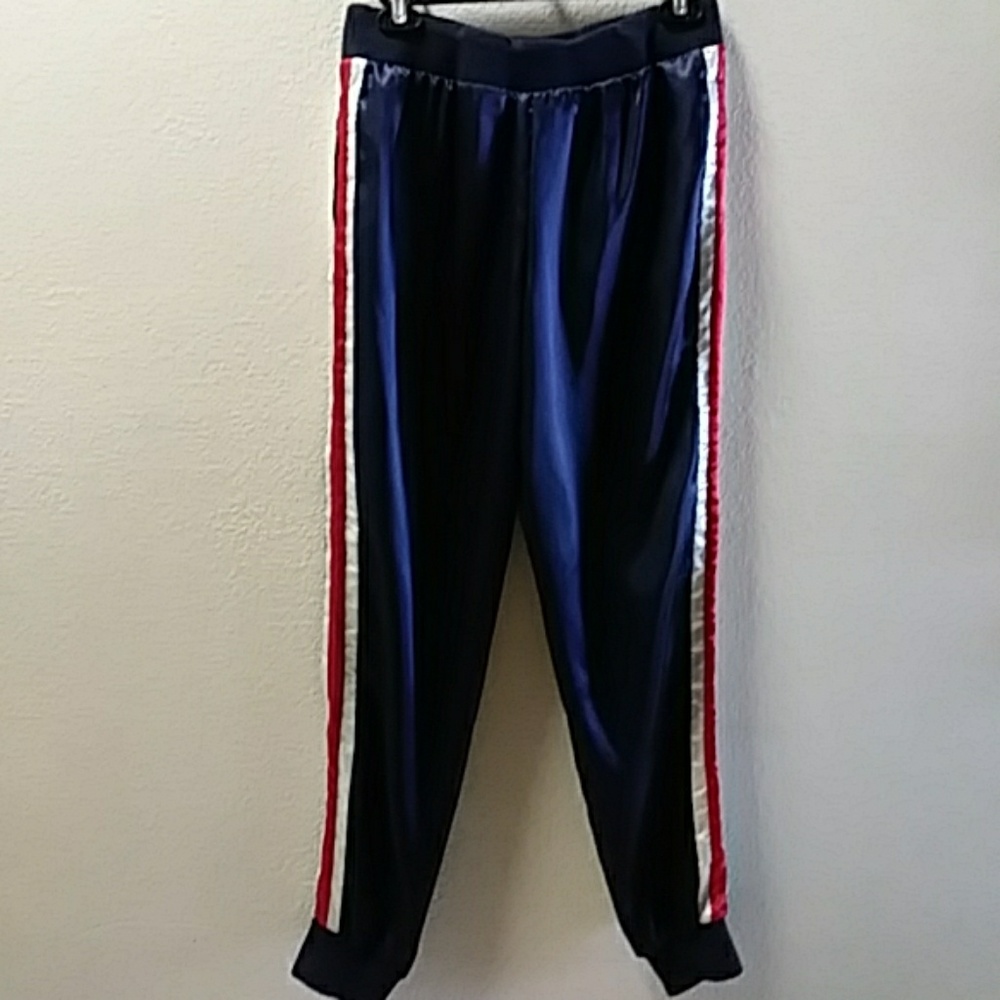Red white and blue silk like pants MEDIUM - Picture 3 of 3